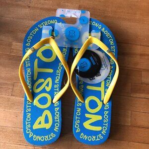 Robin Ruth Boston Flip Flops Yellow Light Blue Size L New